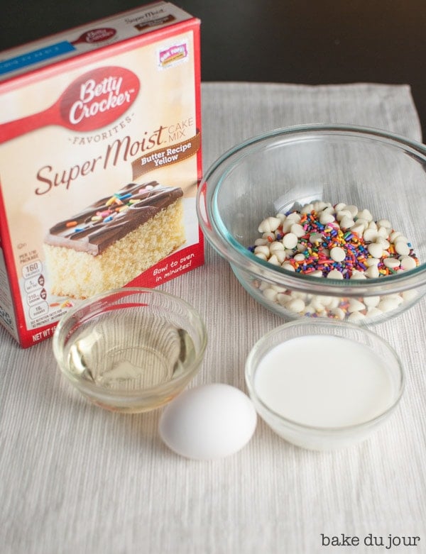 Cake Batter Bars - all of the ingredients for the bars in one photo