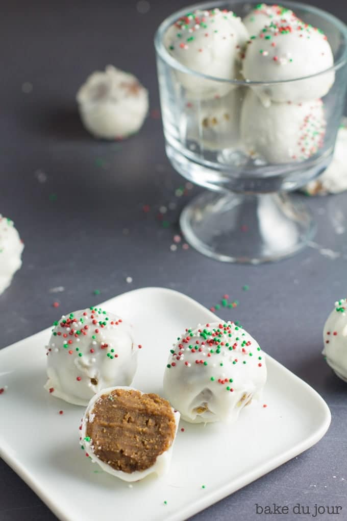 3 Gingerbread Truffles on a white dish