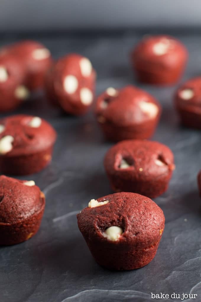 A bunch of Red Velvet Mini Muffins