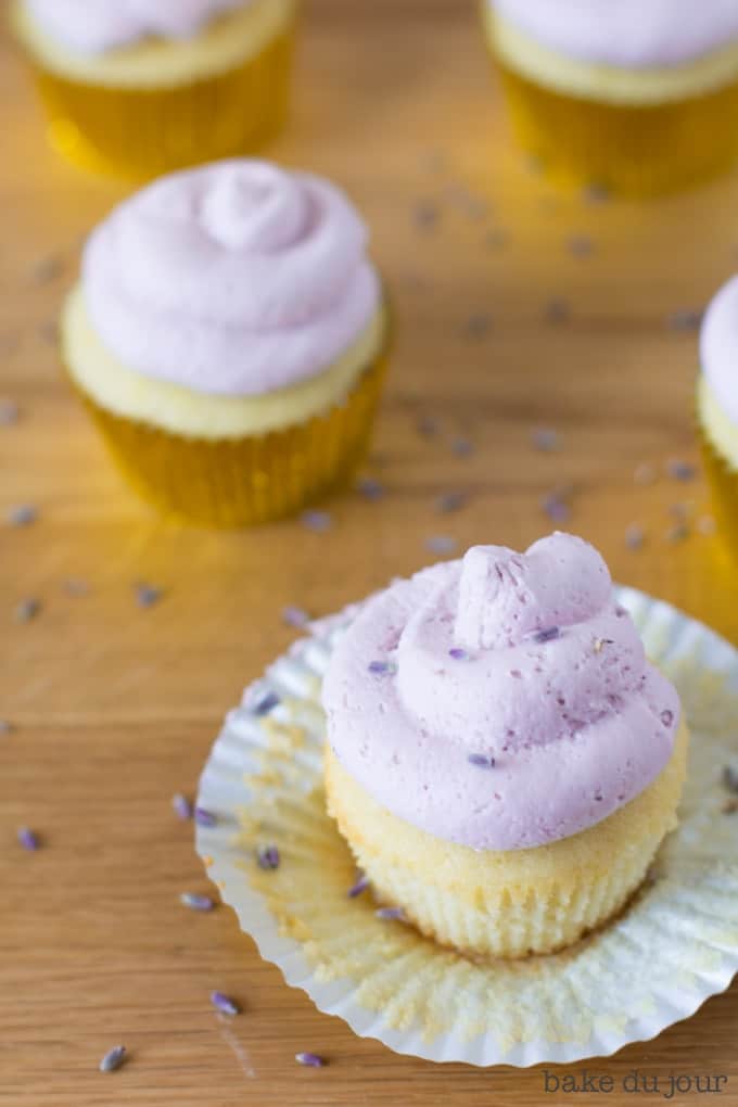 Lemon Lavender Cupcakes in the cupcake liners