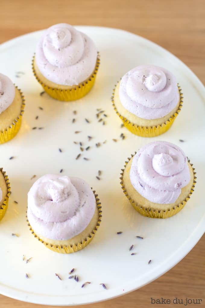 Lemon Lavender Cupcakes arranged in a circle