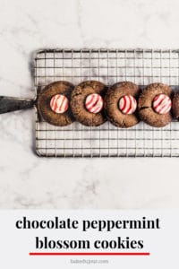 Chocolate Peppermint Blossom Cookies Pinterest graphic