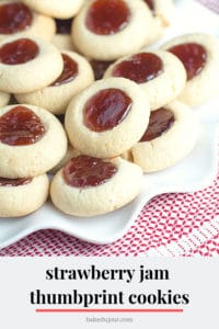 Strawberry Jam Thumbprint Cookies Pinterest graphic